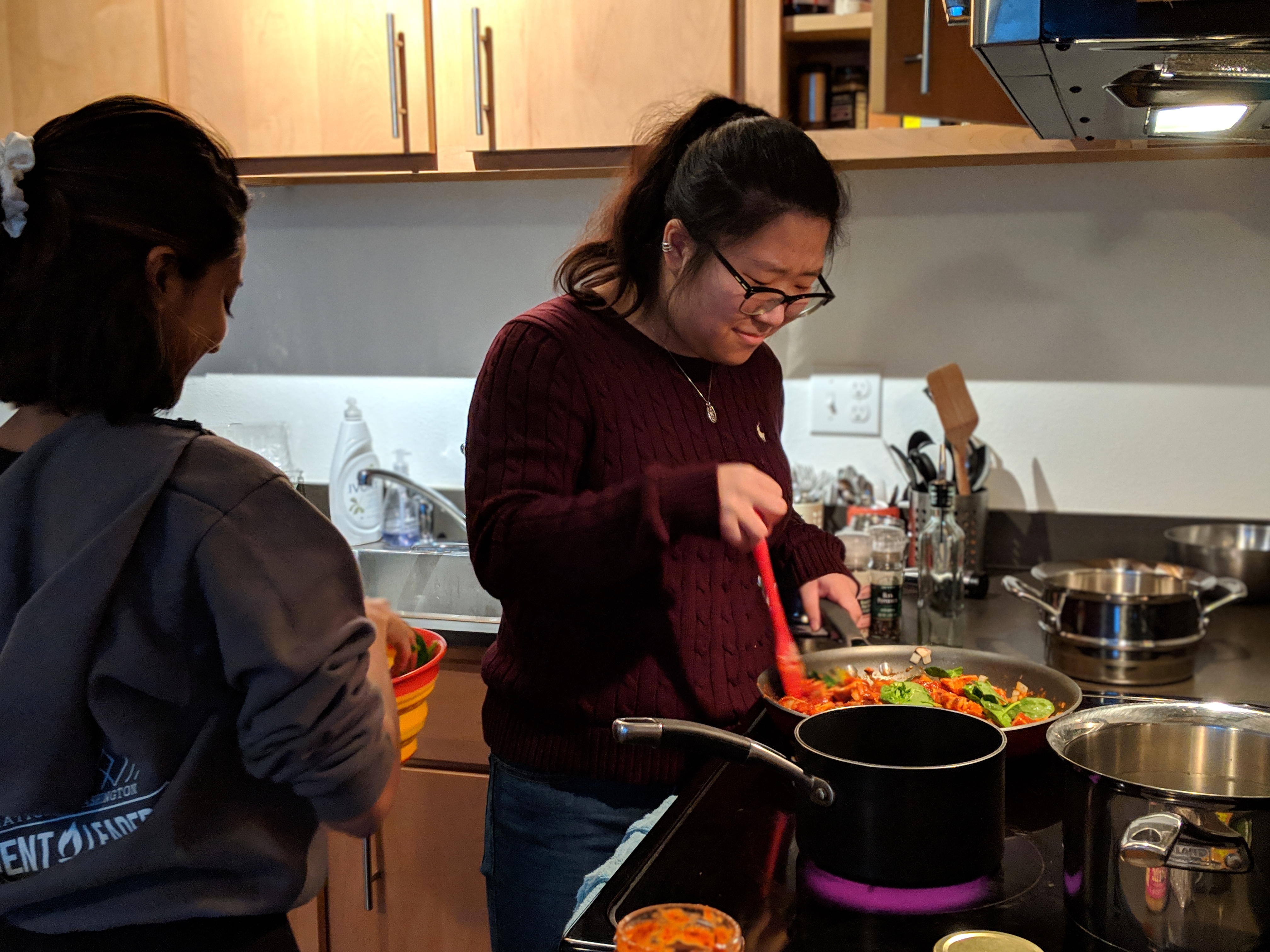 Annie making pasta.